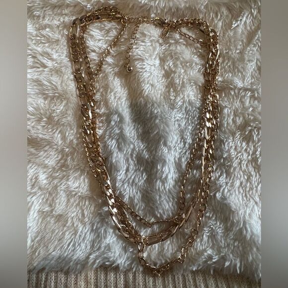 NEW NATASHA 3 Layer Gold Tone Necklace Lobster Clasp - Picture 1 of 5